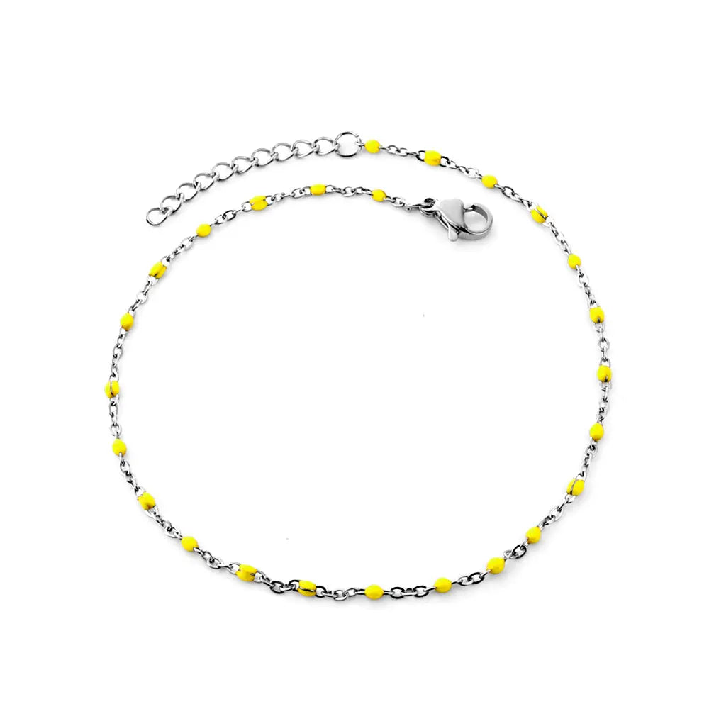 Bohemian Green Blue Yellow Beads Chain Anklets Stainless Steel Summer Ankle Bracelet Body Jewelry Gifts For Women Girl asonjewelry
